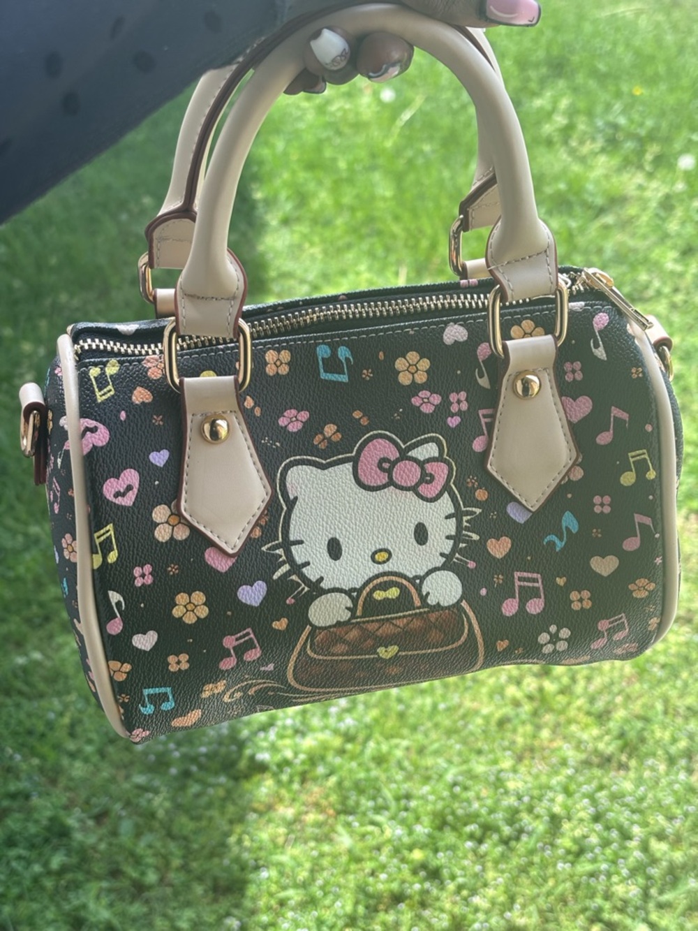Hello Kitty Black Patterned mini bag handmade